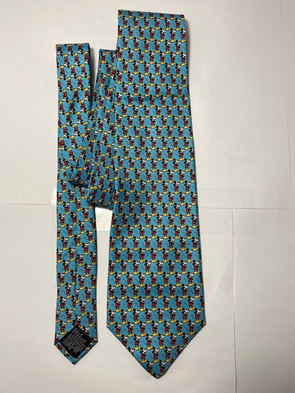 Disney Mickey & Co Tie Tie Light Blue All Over Print Mickey Mouse Made in Italy